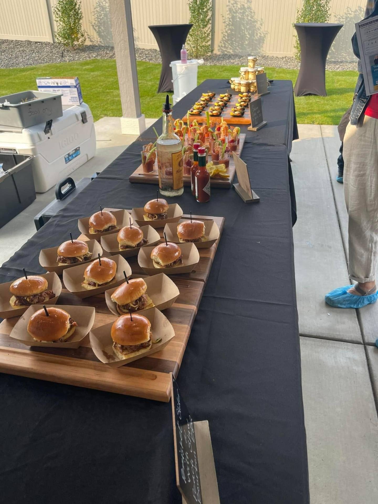 Slider station set up for VIP guests at the Chefs on Tour tasting event
